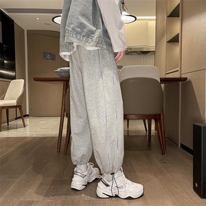 港风21秋季休闲百搭宽松潮流嘻哈束脚九分卫裤男 A300-K2562-P40,男装休闲裤,天晨