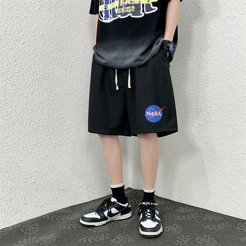 HD74252-P22 华夫格短裤男大码宽松五分裤男直筒中裤图片