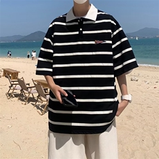 POLO衫青春流行2023夏季五分袖潮新款男日常原宿气质潮流简约标准，男装T恤，星座716-4