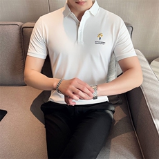 2024夏季新款英伦风高品质修身刺绣POLO衫冰丝短袖T恤男D230-p48，男装T恤，电商D303
