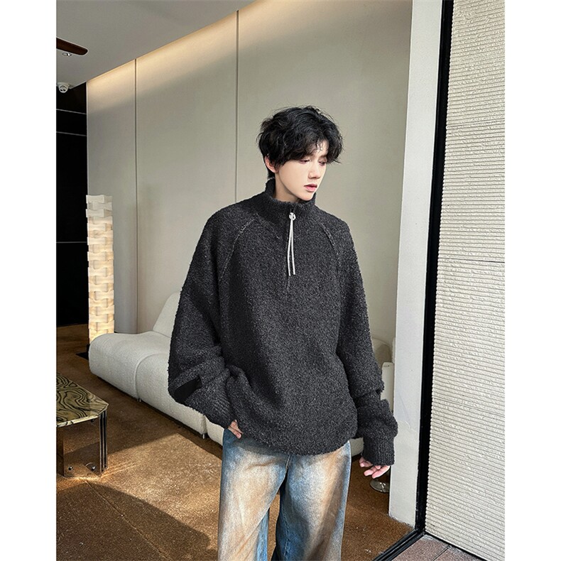 半拉链立领套头毛衣秋冬潮流宽松休闲慵懒风针织衫,男装针织衫/毛衣,星座410-7