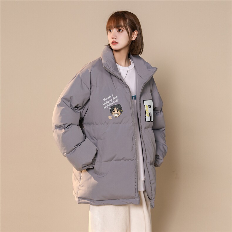 中性风22冬季新款趣味卡通头像印花加厚立领棉衣MY2049P85控118,男装棉衣,A247A