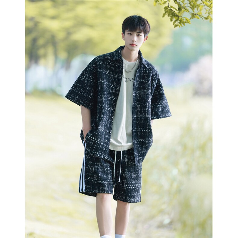 小香风套装设计短衬DCS9019P45短裤DK8797P40套装DT9029P85，男装休闲套装，星座227-7