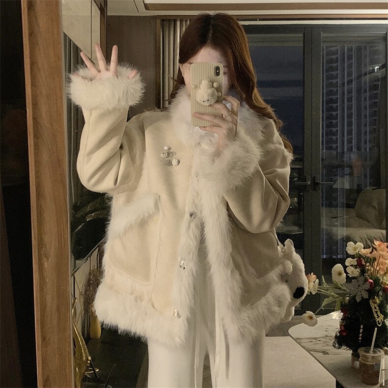 C936-P170羊羔毛拼接外套女秋冬季2025年新款加厚设计感小众棉服,男装棉衣,星座911-2(原星座613-2）