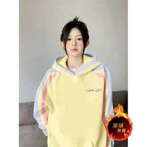 抖音得物供货 提供视频秋冬重磅美式宽松接拼连帽卫衣32169图片