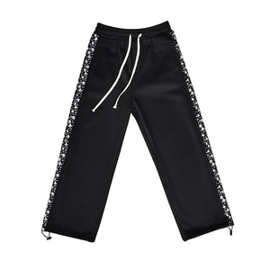 港风加绒加厚侧边印花宽松卫裤男青少年大码休闲裤 K2109 P50控68图片