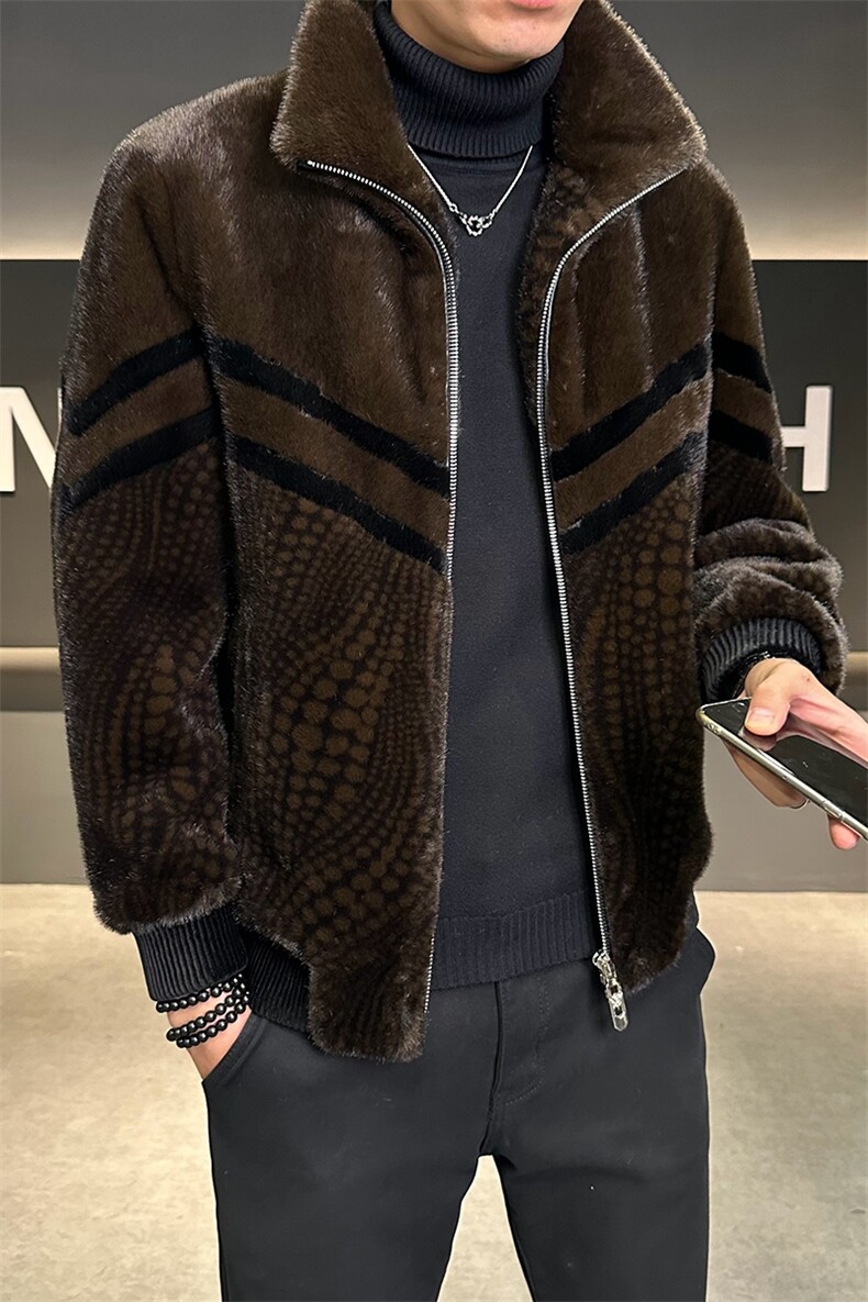 冬季男士时尚加厚仿皮草保暖爸爸装商务夹克外套ZX8960-P245,男装夹克,星座1105-3