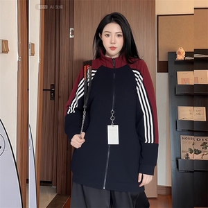 抖音得物高品质 美式高街重磅结构织带拼接撞色立领卫衣外套 CM41图片