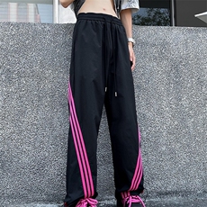 美式工装裤女复古三条杠运动直筒裤潮牌夏季休闲爵士舞裤子，男装工装外套，星座716-4