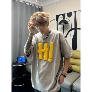 现货！hi字母短袖立体塞棉纯棉t恤 1005-MLPYH23-P58图片
