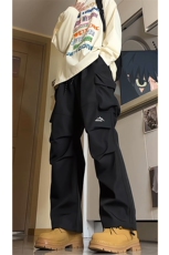 8XL-M春季伞兵冲锋裤男款大码户外机能刺绣登山裤直筒阔腿裤KZ020，男装休闲裤，电商B312