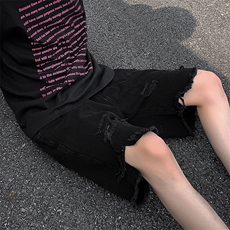 现货夏季美式复古毛边短裤五分乞丐破洞牛仔裤男K5808-P35控58，男装牛仔裤，星座205