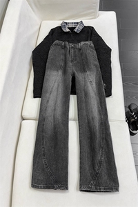 B221 美式ins高街暗黑宽松直筒工装牛仔裤LK26613-特P50控88图片