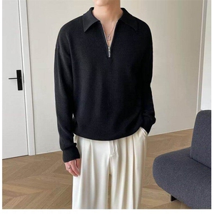 半拉链毛衣慵懒高级感男秋冬季韩系穿搭休闲polo领针织衫MB47图片