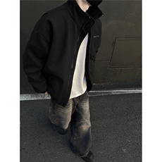 冬装新品弯刀袖毛呢加棉夹克棉衣休闲纯色加厚外套男G1104P108，男装夹克，电商A339