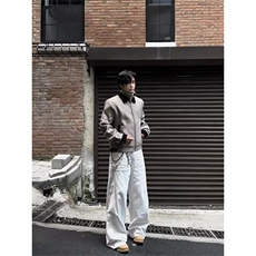 美式拼色千鸟格外套设计高级感双拉链翻领夹克JK9328特P68，男装夹克，星座908-1