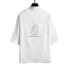 HF59140-P40风汉服男开衫外套七分袖道袍网格挂拍，男装民族服装，电商A040A
