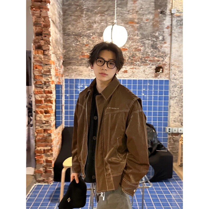 现货不缺货假两件皮衣夹克外套1209-1-JK17-P108（网图），男装夹克，星座1209-1