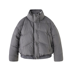 2025冬季新款牛仔拼接休闲风立领短款羽绒服，女装羽绒服，E百度