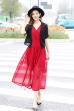 2023年蕾丝衫/雪纺衫涤纶纯色百搭V领件短袖开衫短款，女装蕾丝衫/雪纺衫，婵米儿