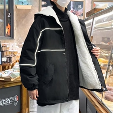 宽松棉衣男防水保暖外套学生连帽棉袄肥佬大码棉服户外工装服，男装棉衣，星座410-7