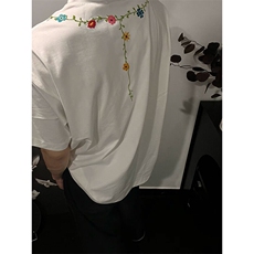 万针全刺绣工艺抖音得物高品质260克重磅纯棉双纱美式高街短袖T恤，男装T恤，电商A486-1