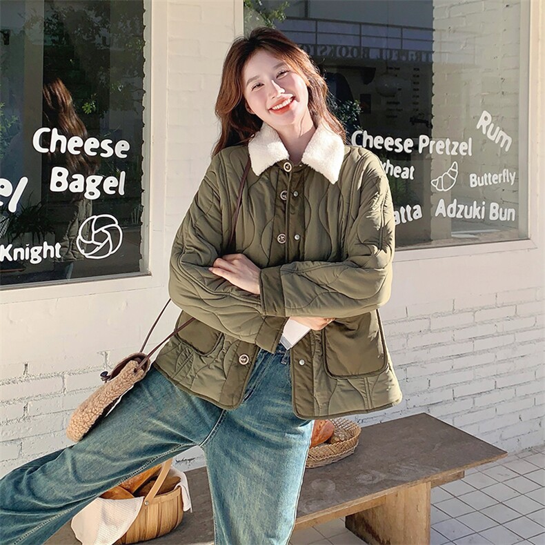 新品拼接棉衣双层领2C081-7702P195,女装棉衣/棉服,2C081