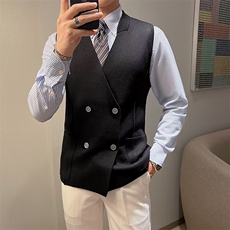 秋冬百搭双排扣针织无袖坎肩英伦个性背心修身羊毛马甲男M831，男装背心/马甲，星座1116A-2（原606A-1）