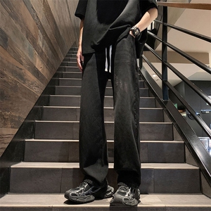 美式复古水洗做旧牛仔裤男宽松大码裤子K8466-P41【特价】图片