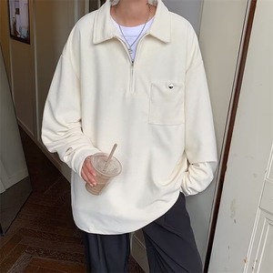 半拉链卫衣秋季港风潮牌华夫格长袖POLO衫宽松休闲外套 W5861-P28图片