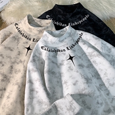 扎染半高领德绒印花长袖保暖打底衫ZDR2508-P25/ZDR2508JR-P35，男装T恤，电商B219A