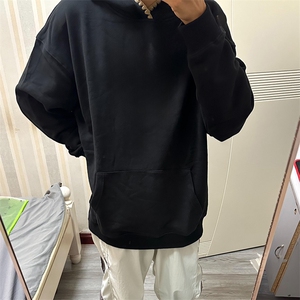 抖音得物高品质二开 25秋冬美式重磅宽松纯色连帽贝壳刺绣卫衣W63图片