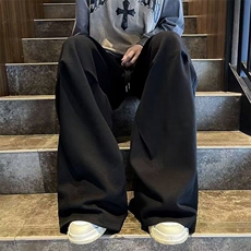 美式嘻哈春秋季潮牌垂感直筒拖地裤子男宽松阔腿休闲裤KK322-35，男装休闲裤，星座911-3