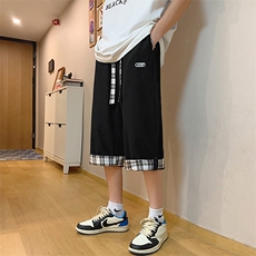 华夫格短裤男夏季潮流七分裤港风宽松休闲运动裤K27-310B-1-P28，男装牛仔裤，星座310B-1