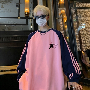 抖音得物供货 提供视频 秋冬重磅美式宽松织带圆领卫衣0718图片