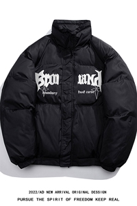 白鸭绒白底22冬季潮流设计感字母印花立领羽绒服YR224P195控258图片