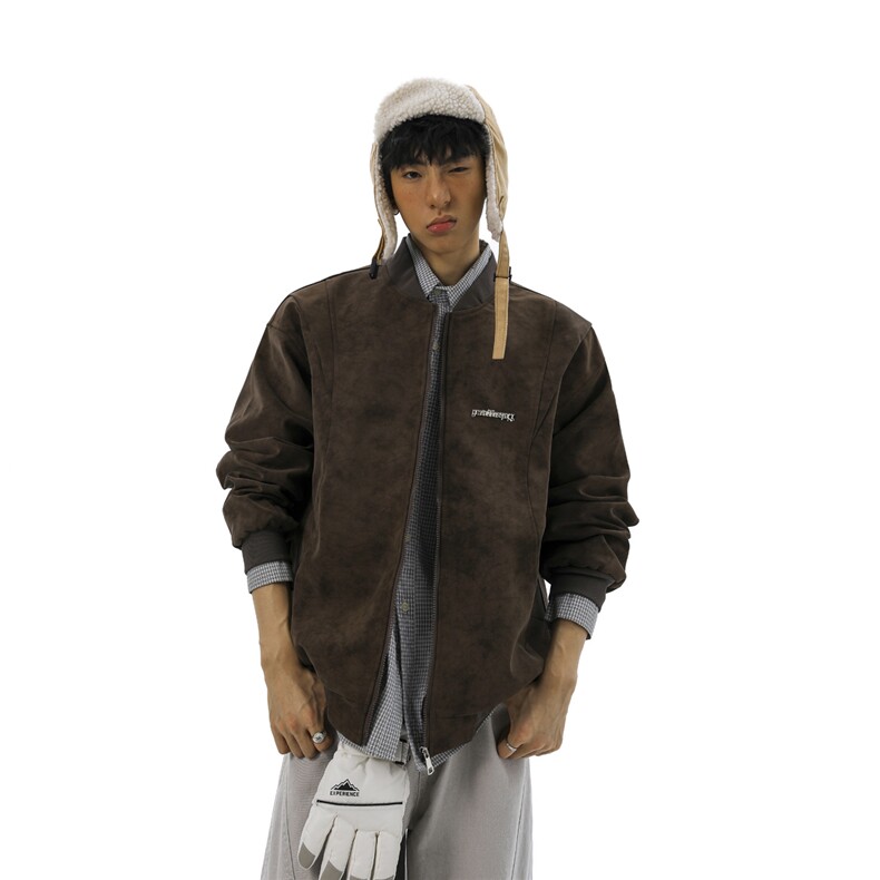 金属装饰雾霾脏脏灰解构设计大码M-5XL皮衣夹克男JK78049P85控138，男装皮衣，星座227-7