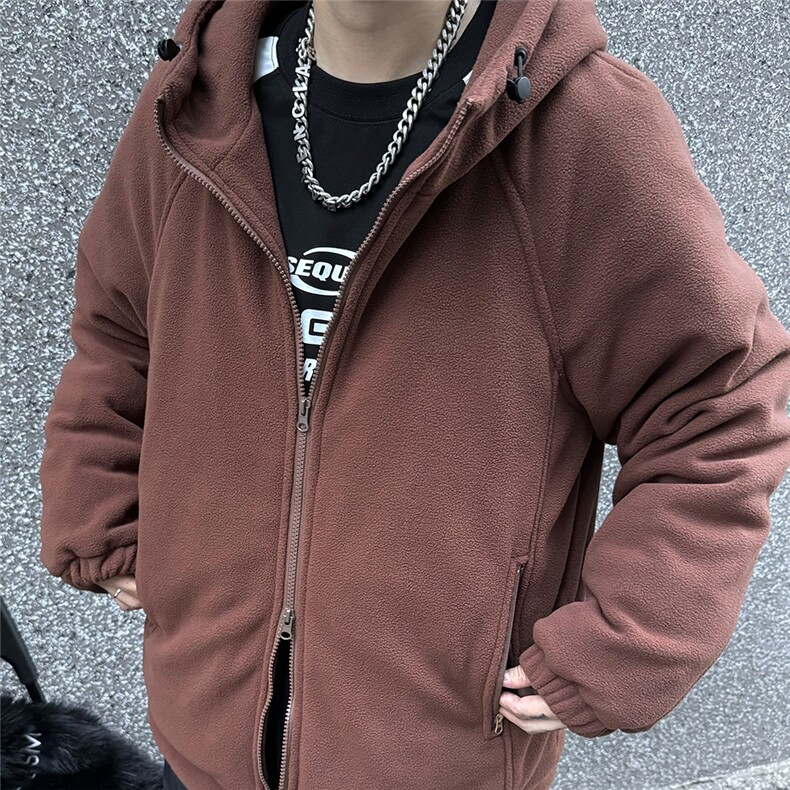 大码加厚摇粒绒羽绒服卫衣90白鸭绒宽松男女连帽外套夹克Y58P110，男装夹克，星座210