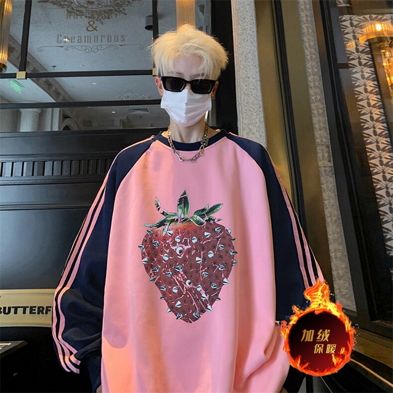 抖音得物供货 提供视频 秋冬重磅美式宽松织带圆领卫衣0732图片
