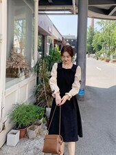 【现货】秋冬新款蝴蝶结淑女风连衣裙，女装连衣裙，芷炫
