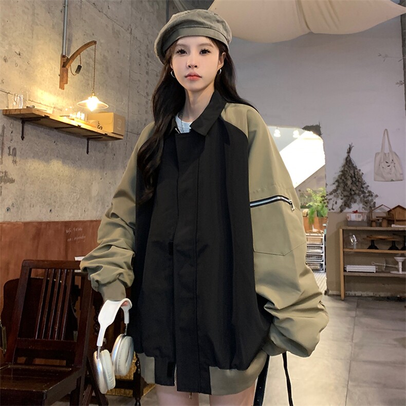 A136-P85 美式复古街头飞行员夹克棒球服男女宽松小众百搭休闲图片