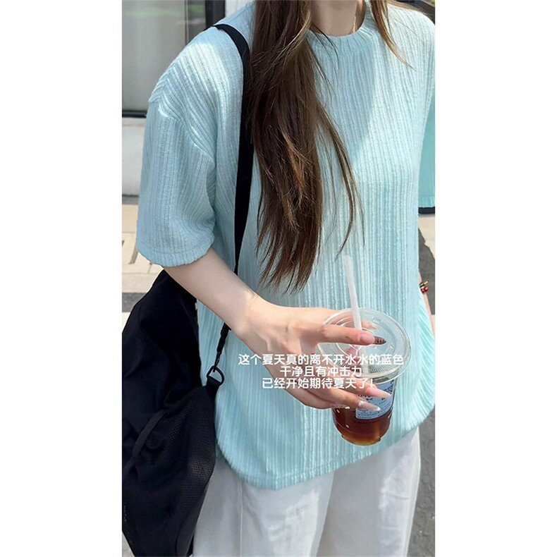 肌理感镂空针织短袖T恤男夏季美式潮牌宽松痞帅情侣防晒半袖体恤,男装T恤,电商A102