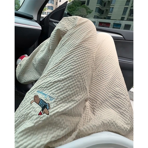 特批P25无差价夏季美式薄款刺绣腊肠狗泡泡纱男宽松阔腿长裤K5688图片