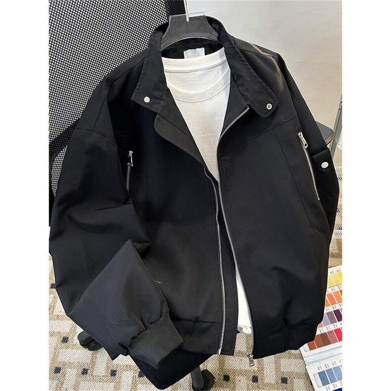 745-P542025新款美式高街立领工装飞行员夹克男潮牌拉链设计感,男装T恤,电商B323A