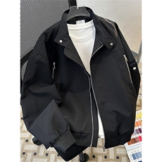 745-P542025新款美式高街立领工装飞行员夹克男潮牌拉链设计感，男装T恤，电商B323A