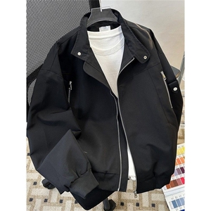 745-P54 2025新款美式高街立领工装飞行员夹克男潮牌拉链设计感图片
