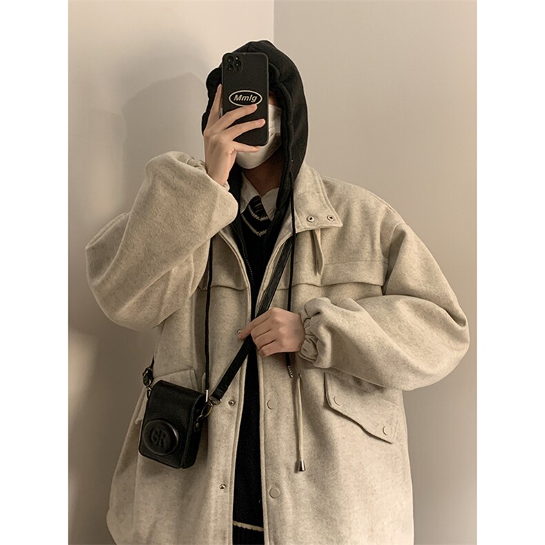 秋冬新款假两件毛呢外套W1813P130控158,男装毛呢大衣,星座1018-3