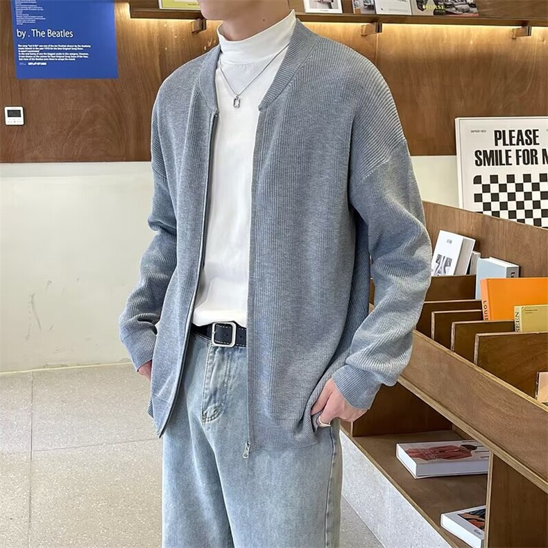 冬新款纯色针织开衫外套男士日系百搭休闲简约毛衣针织衫潮MYB15,男装针织衫/毛衣,星座516A