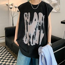 抖音供货、260克现货水洗棉印花宽松版无袖背心D223A-BX2216-P35，男装背心/马甲，电商019-1