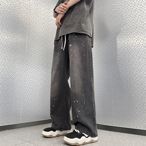 美式高街vibe牛仔裤男春夏季潮牌直筒宽松阔腿裤子N06022-P43图片
